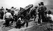 Pieza de artiller&iacute;a brit&aacute;nica, en Helles, (Gallipoli) Junio de 1915